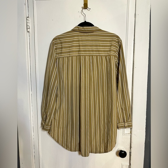 Anthropologie long sleeve button up shirt-small olive green striped - Picture 3 of 4